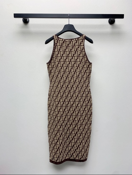 Dresses & Skirts - Fendi Brown and Black Logo Knit DressFITS LIKE A MED